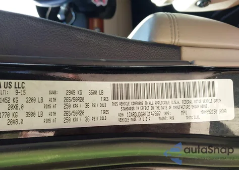 2015 Dodge Durango Limited z USA, uszkodzony, nr VIN 1C4RDJDG0FC147807